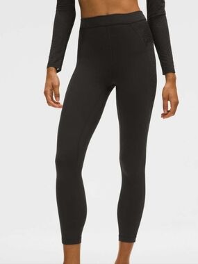 NWT Lululemon Black Paisley Sheer Lace Panel HR 25in  Tights Sz 0